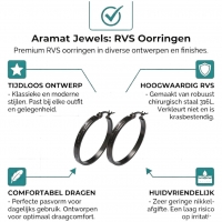 Zwarte RVS Oorringen met Grieks Motief - 25 mm -