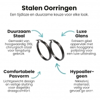Zwarte RVS Oorringen met Grieks Motief - 25 mm -