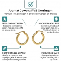 Goudkleurige RVS Hoepeloorbellen met Textuur - 18 mm -