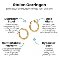 Goudkleurige RVS Hoepeloorbellen met Textuur - 18 mm -