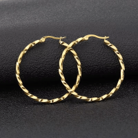 Goudkleurige RVS Swirl Hoepeloorbellen - 35 mm -