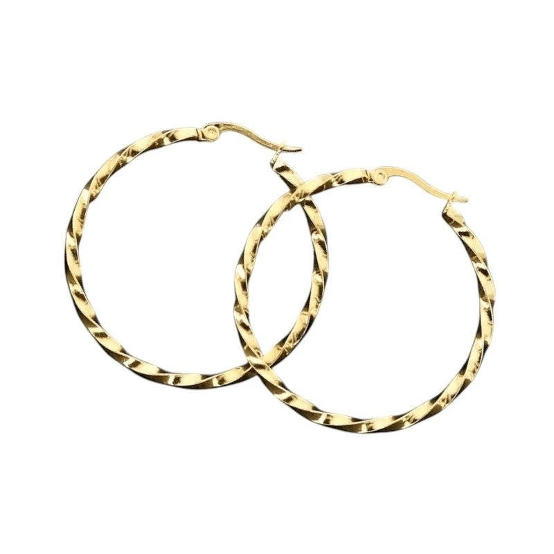 Goudkleurige RVS Swirl Hoepeloorbellen - 30 mm -