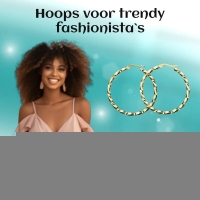 Goudkleurige RVS Swirl Hoepeloorbellen - 30 mm -