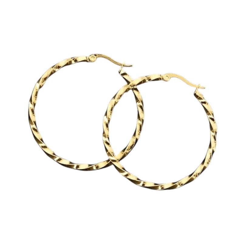 Goudkleurige RVS Swirl Hoepeloorbellen - 30 mm