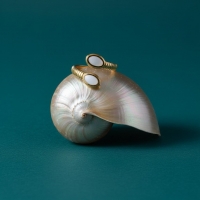 Verstelbare RVS Ring met Parelwitte Emaille Ovalen - Goudkleur (15 mm) -