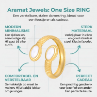 Verstelbare RVS Ring met Parelwitte Emaille Ovalen - Goudkleur (15 mm) -