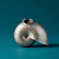 Verstelbare RVS Ring met Zwart Emaille Hartje - Zilverkleur (8 mm) -