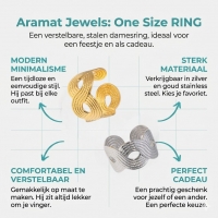Brede Verstelbare Ring RVS met Vlecht Motief - 13 mm - Zilverkleur -