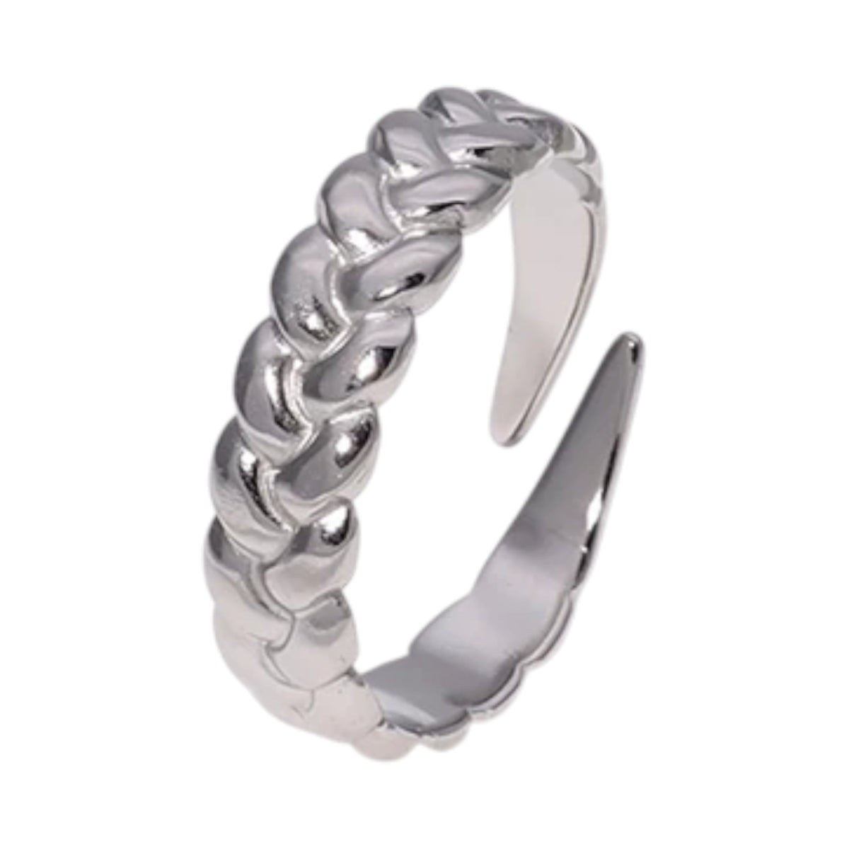 Verstelbare Damesring met Vlecht Design van RVS - 5,5mm - Zilverkleur -