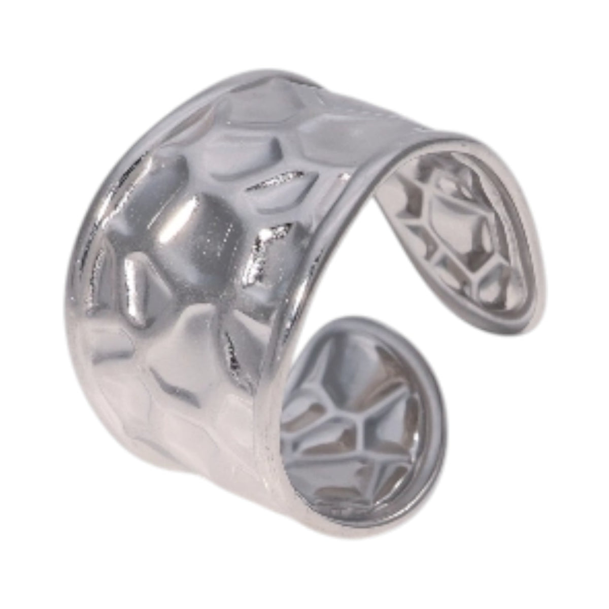 Brede Verstelbare Damesring met Geometrisch Design - 15mm RVS - Zilverkleur -
