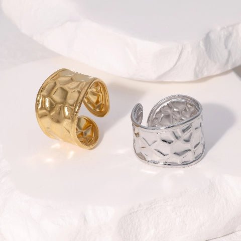 Brede Verstelbare Damesring met Geometrisch Design - 15mm RVS - Zilverkleur -