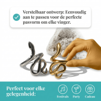 Grote Verstelbare Slangenring van RVS - 28mm Statement Ring - Zilverkleur -