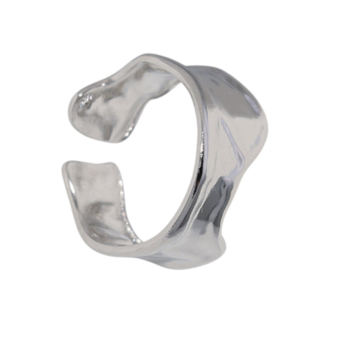 Verstelbare RVS Damesring met Getrommeld Design - 11mm breed - Zilverkleur -