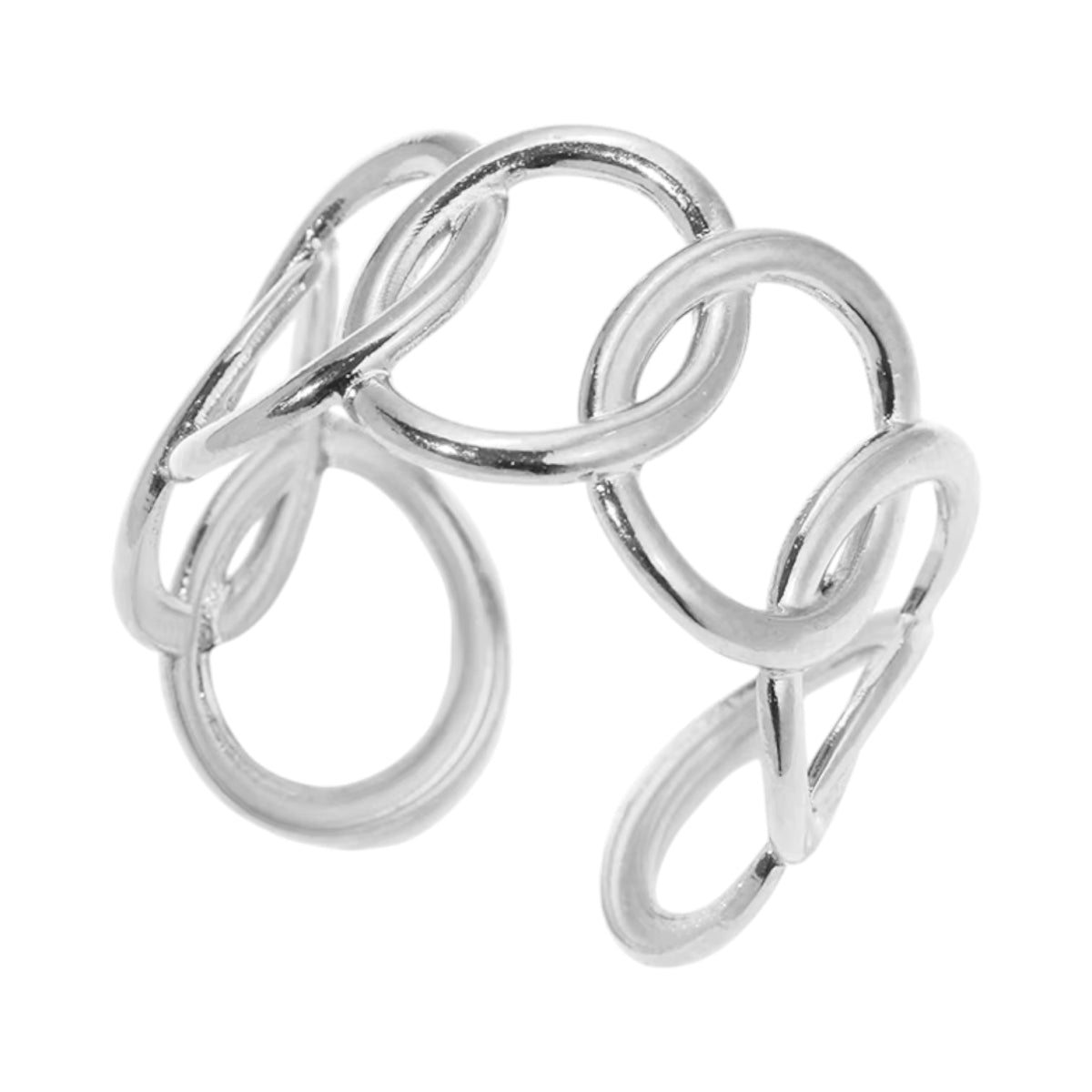 Brede One Size Ring RVS met Ovale Schakels (13 mm) - Zilverkleur -