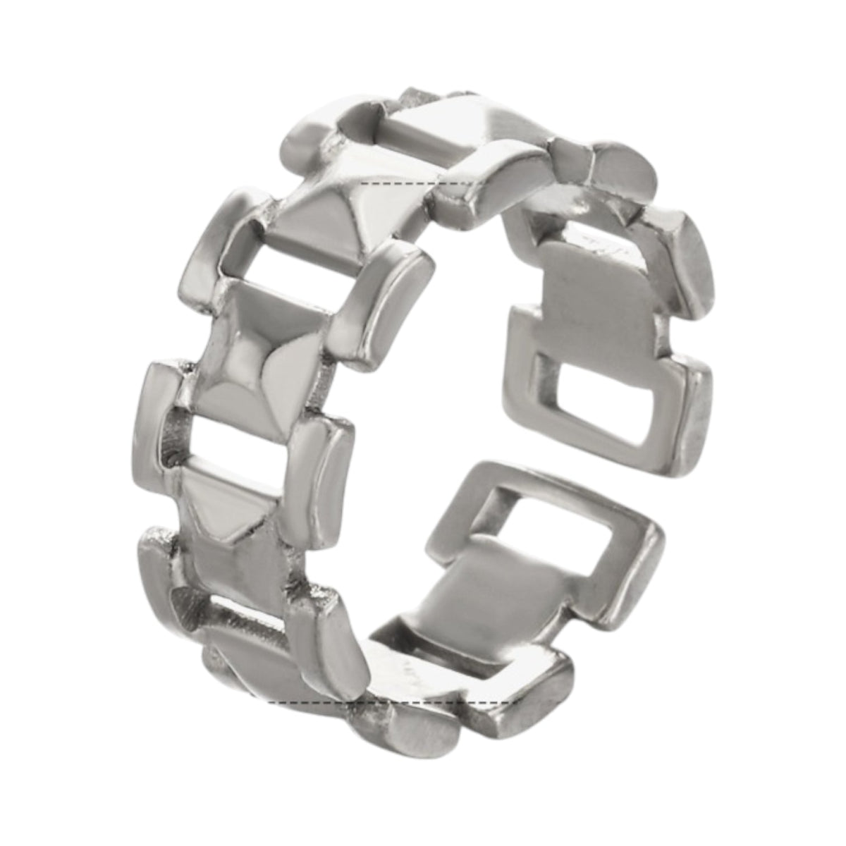 Brede One Size Schakelring van RVS - Goudkleurig of Zilver (9 mm) - Zilverkleur -
