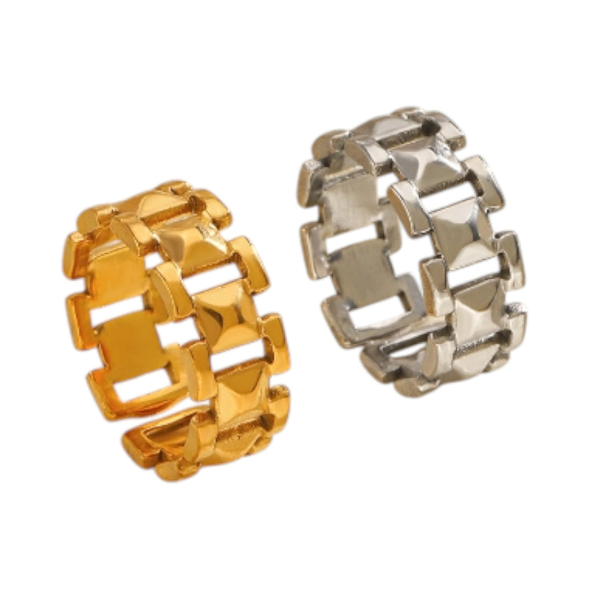 Brede One Size Schakelring van RVS - Goudkleurig of Zilver (9 mm) - Zilverkleur -