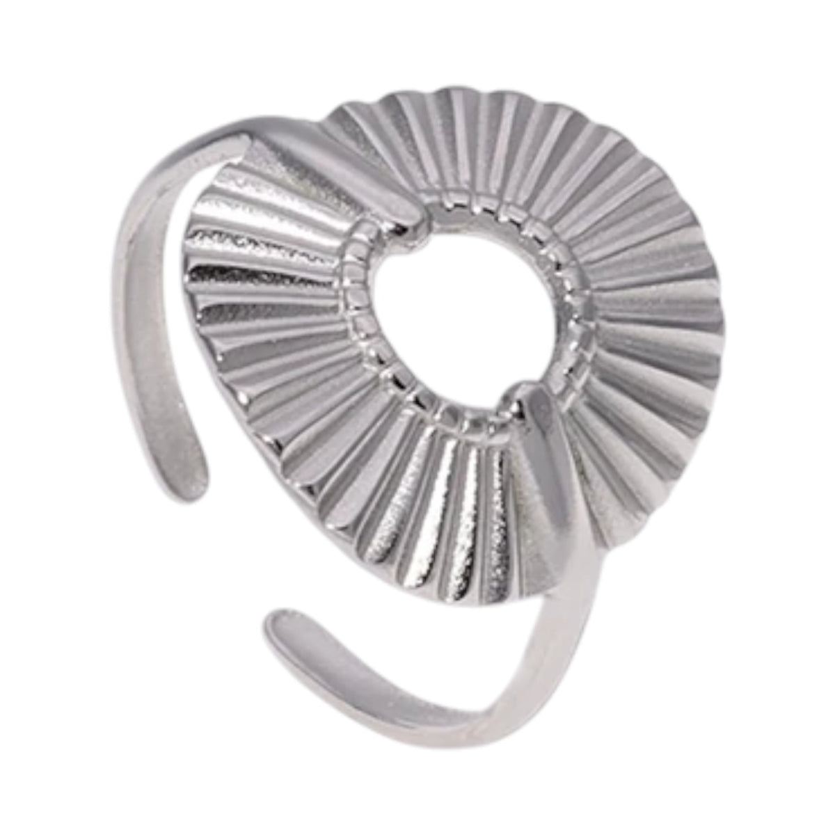 Brede One Size Ring RVS met Cirkel en Lijnenspel (18 mm) - Zilverkleur -