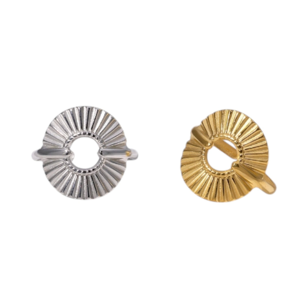 Brede One Size Ring RVS met Cirkel en Lijnenspel (18 mm) - Zilverkleur -