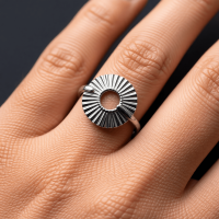 Brede One Size Ring RVS met Cirkel en Lijnenspel (18 mm) - Zilverkleur -