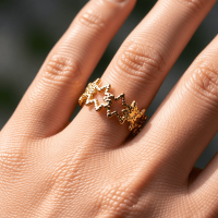 Verstelbare Sterren Ring van RVS met Bolletjes Motief (9 mm) - Zilverkleur -