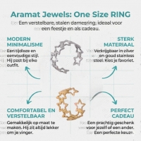 Verstelbare Sterren Ring van RVS met Bolletjes Motief (9 mm) - Zilverkleur -