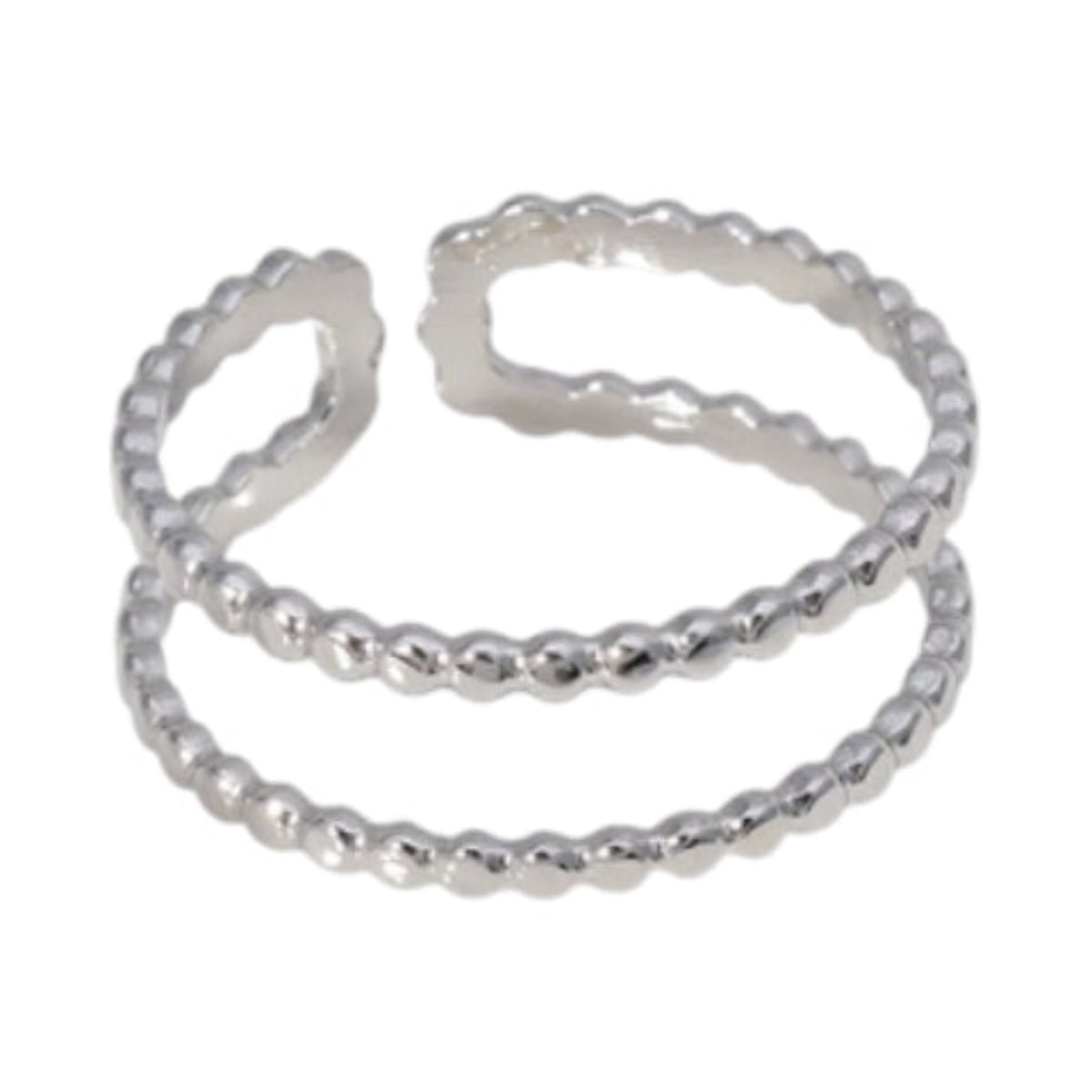 Verstelbare RVS Ring met Dubbele Bolletjeslijn (7 mm) - Zilverkleur -