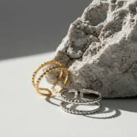 Verstelbare RVS Ring met Dubbele Bolletjeslijn (7 mm) - Zilverkleur -