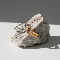 Verstelbare RVS Ring met Open Hartje (11 mm) - Zilverkleur -