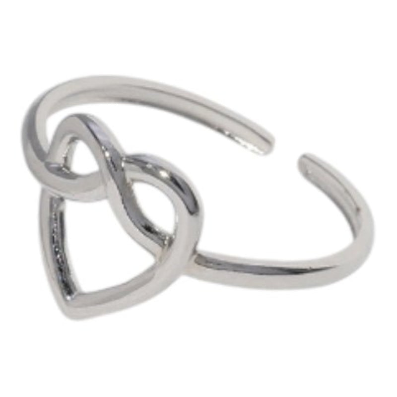Open Ring RVS met Groot Hartje (14 mm) - Zilverkleur -