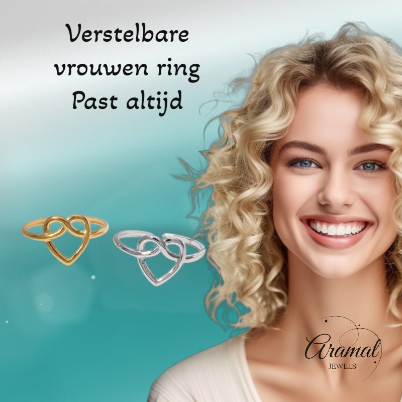 Open Ring RVS met Groot Hartje (14 mm) - Zilverkleur -