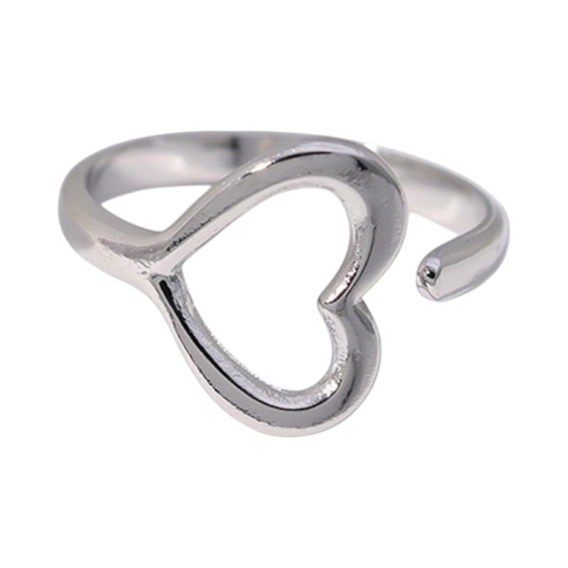 Open Ring RVS met Hartje (13 mm) - Zilverkleur -
