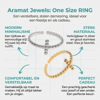 Open Ring RVS met Bolletjesmotief en Kruisje (10 mm) - Zilverkleur -