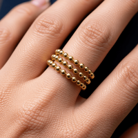 Open Ring RVS met Drie Bolletjeslijnen (10 mm) - Zilverkleur -