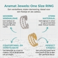 Open Ring RVS met Drie Bolletjeslijnen (10 mm) - Zilverkleur -