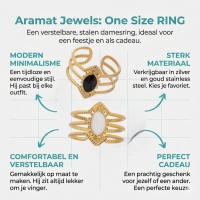 Open Ring RVS met Druppel Emaille en Gedraaide Banden (15 mm) - Zwart -