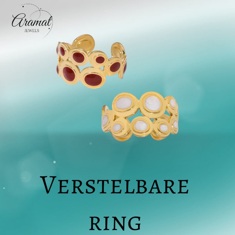 Open Ring RVS met Cirkelmotief en Emaille (12 mm) - Wit -