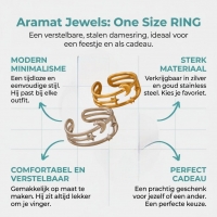 Open Ring RVS met Drie Sterren en Maan (9 mm) - Zilverkleur -