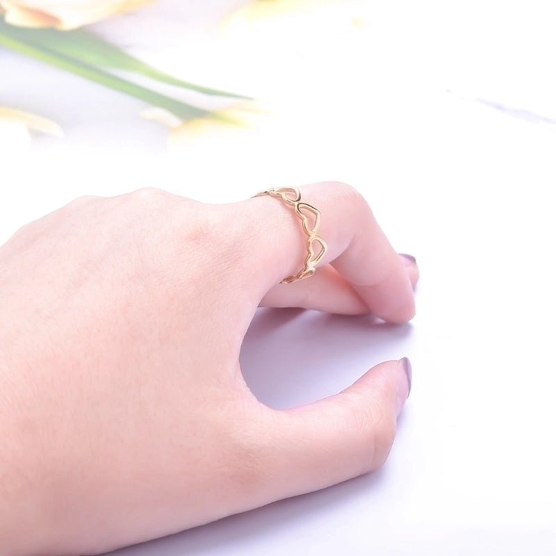Open Ring RVS Hartjes Schakel (Multicolor, Zilver- of Goudkleur) - Zilverkleur -