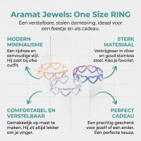 Open Ring RVS Hartjes Schakel (Multicolor, Zilver- of Goudkleur) - Zilverkleur -