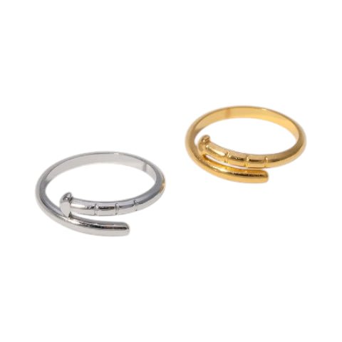 Tijdloze Open Ring met Spijker Design (RVS 4 mm) - Zilverkleur -
