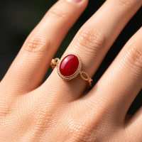 Open Ring RVS Ovaal Emaille met Dot Reli&Atilde;&laquo;f (Goudkleurig) - Zwart -