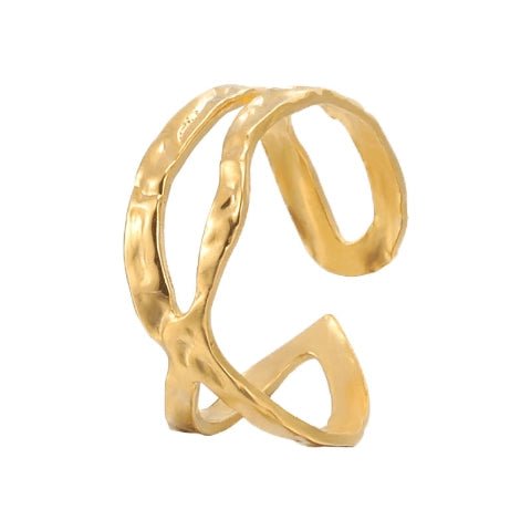 Open Ring Gehamerd Staal (RVS Verstelbaar) - Goudkleur -