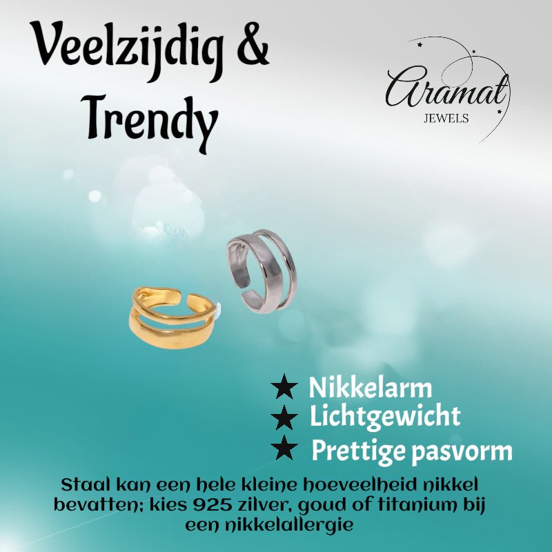 Minimalistische Open Ring Geometrisch (Verstelbaar RVS) - Zilverkleur -