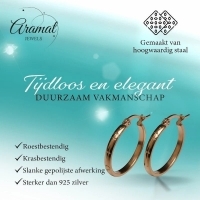 RVS Oorringen met Ankermotief Ros&Atilde;&copy;goudkleur 20mm -