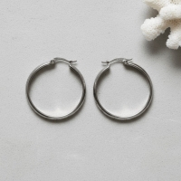 RVS Oorringen met Ankermotief Zilverkleur 30mm -