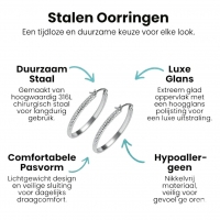 RVS Oorringen met Puntjes Motief Zilverkleur 30mm -