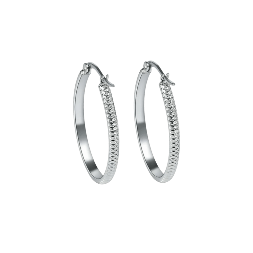 Oorringen &ndash; 30mm Creool Puntjes Patroon RVS Zilverkleur Dames