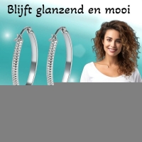 RVS Oorringen met Puntjes Motief Zilverkleur 20mm -