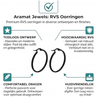 Zwarte RVS Oorringen met Puntjes Motief 25mm -