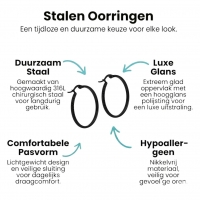 Zwarte RVS Oorringen met Puntjes Motief 25mm -